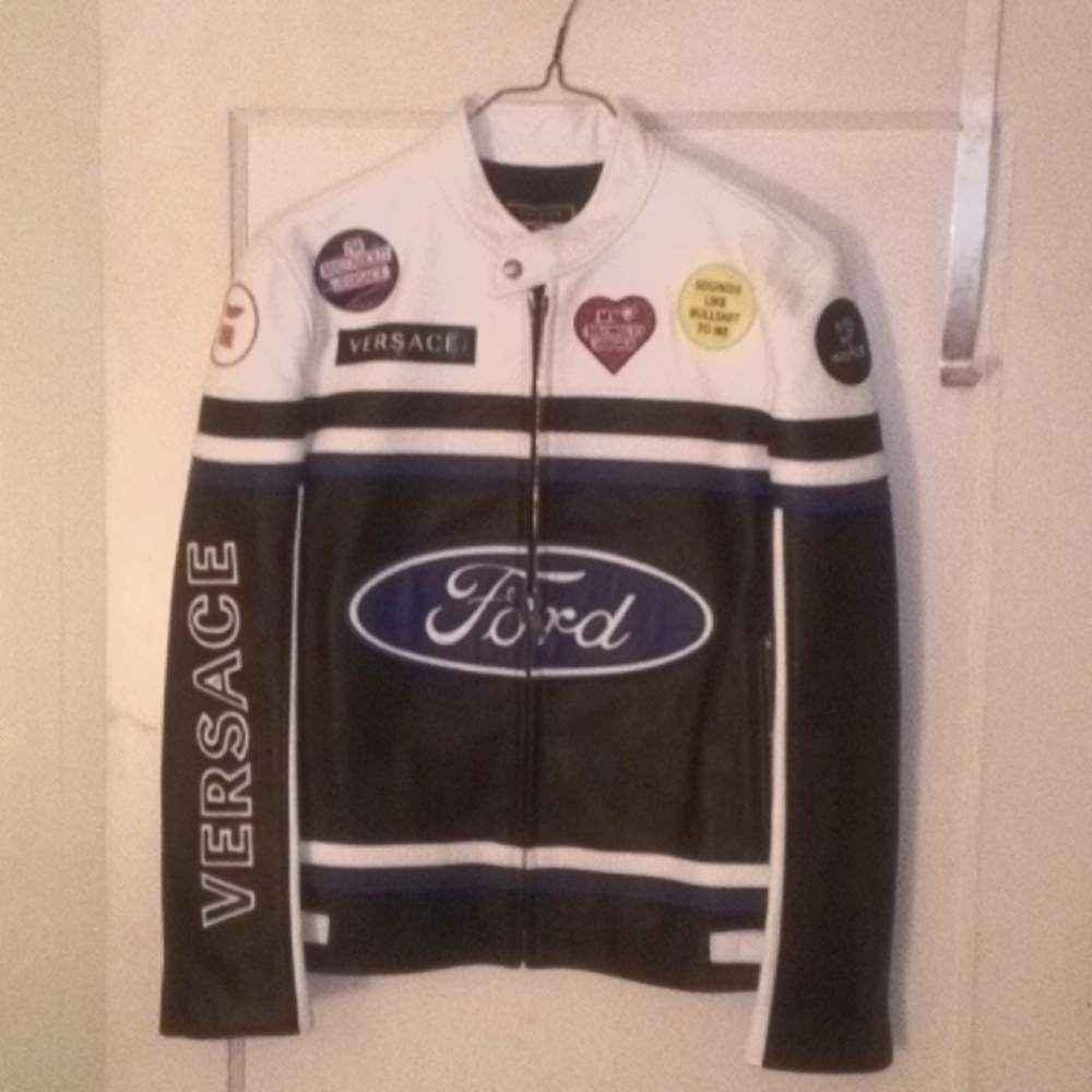 Versace X Ford Leather Jacket In Medium